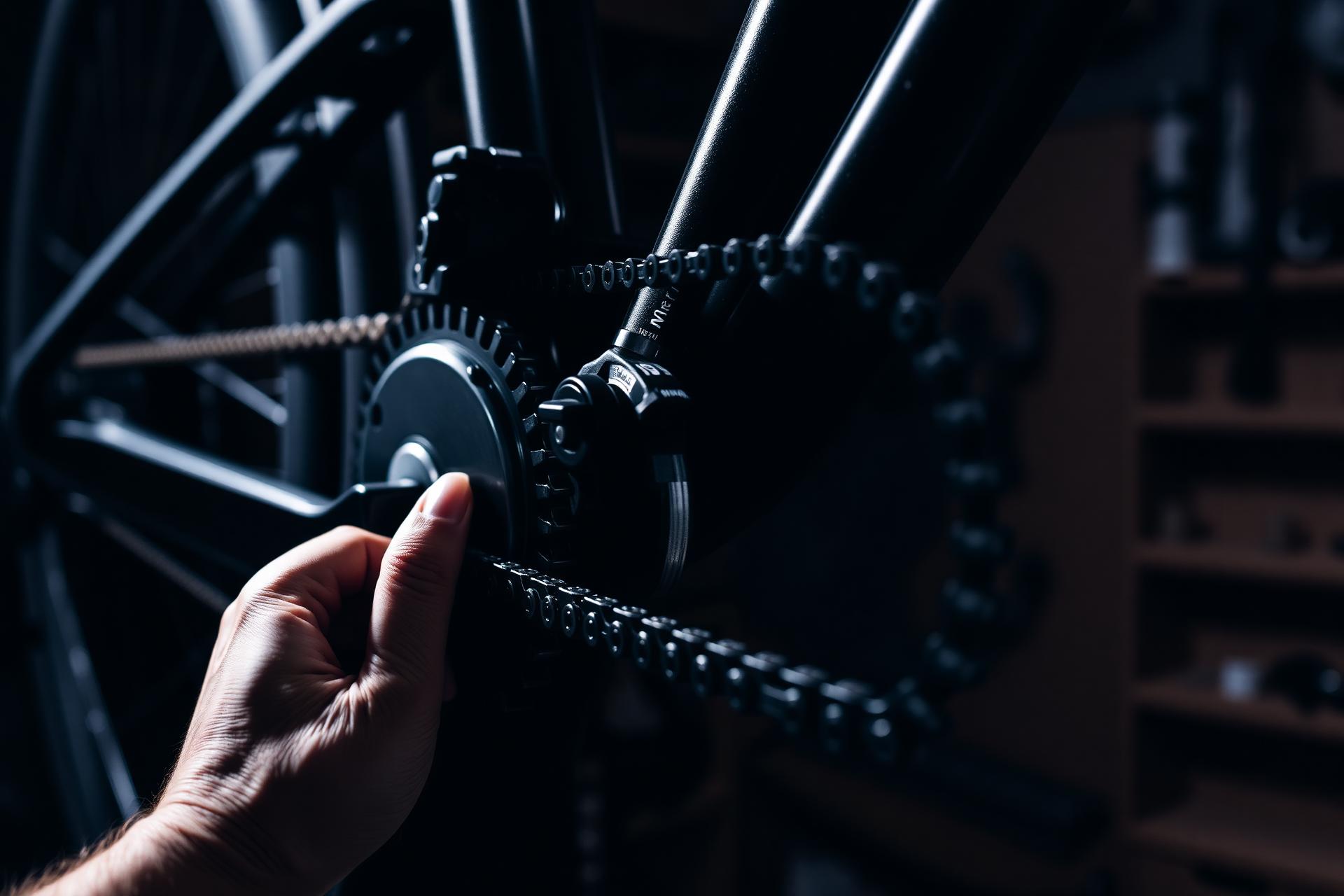 Mechanic working on a bicycle chain